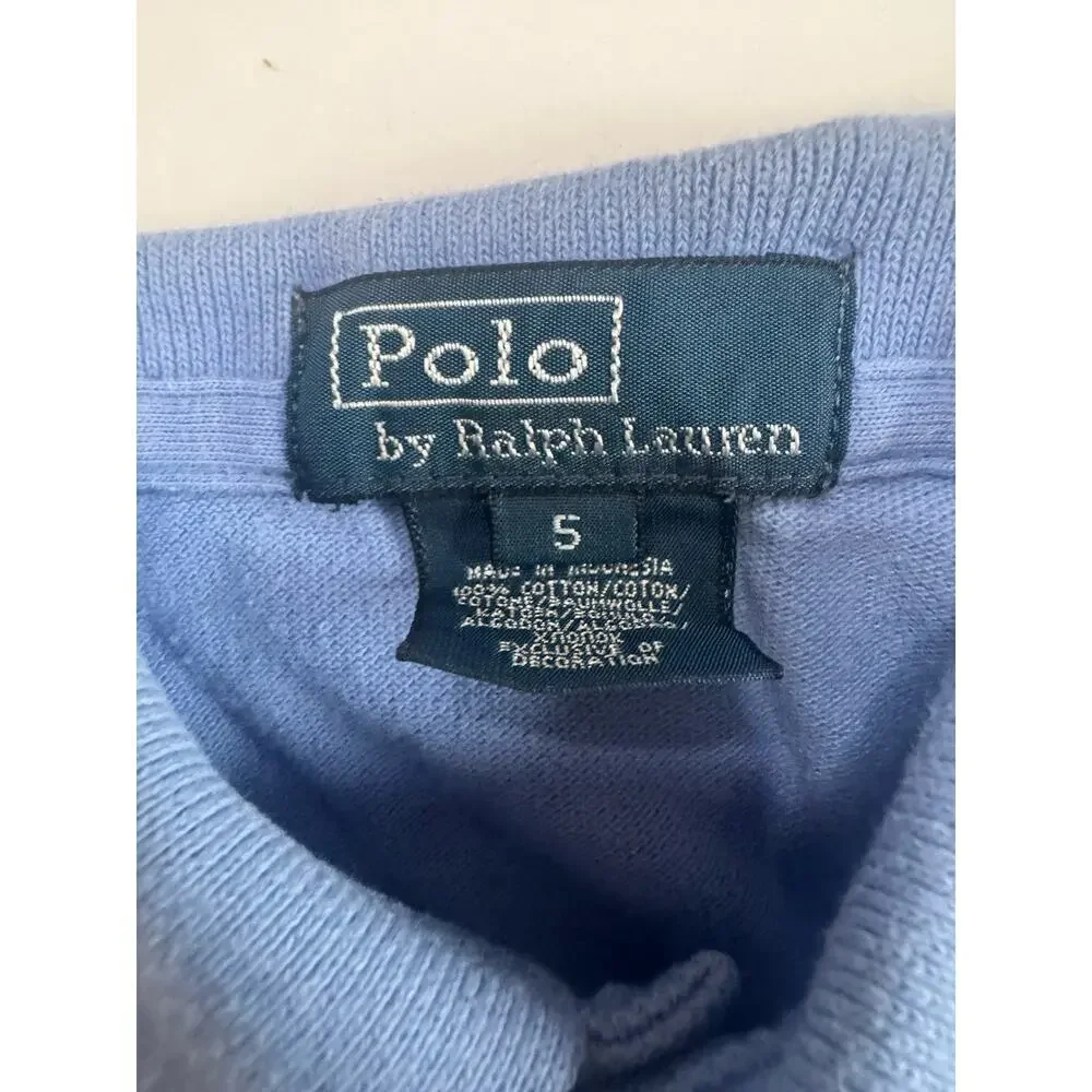 POLO RALPH LAUREN Boys Purple Short Sleeve Polo Shirt w/ Yellow Pony - Size 5